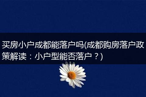 买房小户成都能落户吗(成都购房落户政策解读：小户型能否落户？)