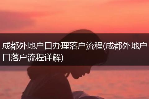 成都外地户口办理落户流程(成都外地户口落户流程详解)
