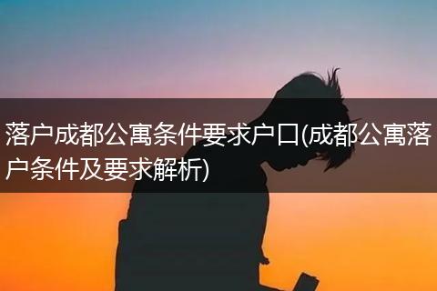 落户成都公寓条件要求户口(成都公寓落户条件及要求解析)