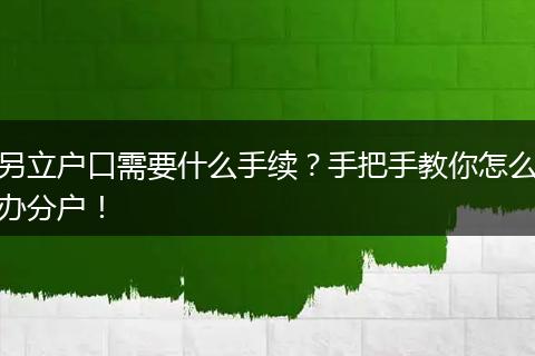 另立户口需要什么手续?手把手教你怎么办分户!