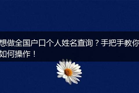 想做全国户口个人姓名查询?手把手教你如何操作!