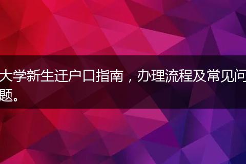 大学新生迁户口指南,办理流程及常见问题。