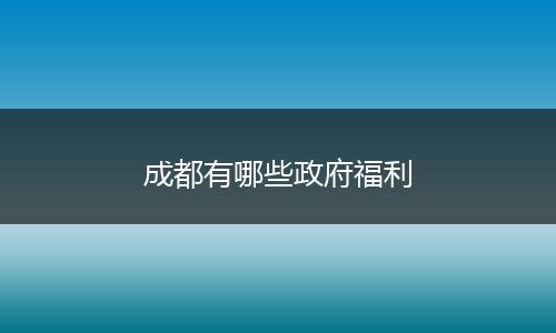 成都有哪些政府福利