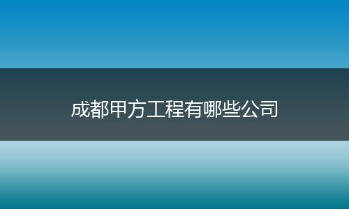 成都甲方工程有哪些公司