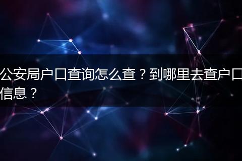 公安局户口查询怎么查?到哪里去查户口信息?