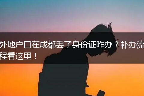 外地户口在成都丢了身份证咋办?补办流程看这里!