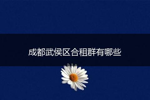 成都武侯区合租群有哪些