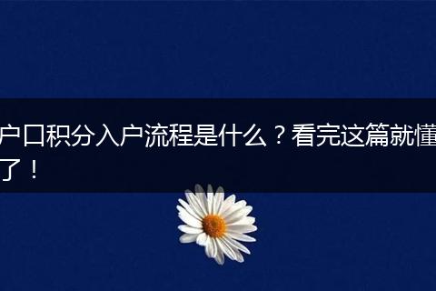 户口积分入户流程是什么?看完这篇就懂了!