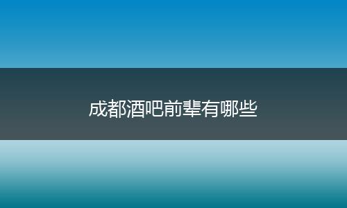 成都酒吧前辈有哪些