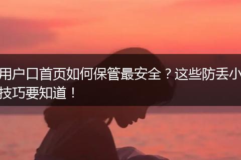 用户口首页如何保管最安全?这些防丢小技巧要知道!