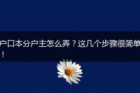 户口本分户主怎么弄?这几个步骤很简单!