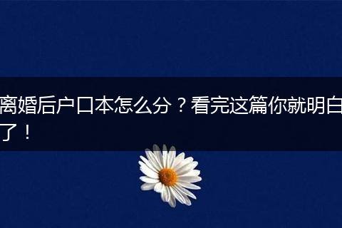 离婚后户口本怎么分?看完这篇你就明白了!