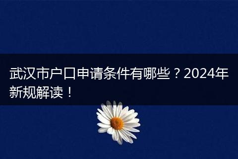 武汉市户口申请条件有哪些?2024年新规解读!