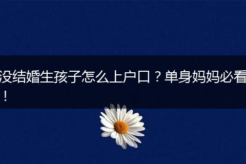 没结婚生孩子怎么上户口?单身妈妈必看!