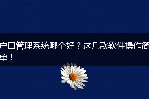 户口管理系统哪个好?这几款软件操作简单!