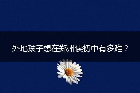 外地孩子想在郑州读初中有多难?