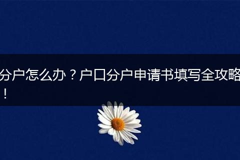 分户怎么办?户口分户申请书填写全攻略!