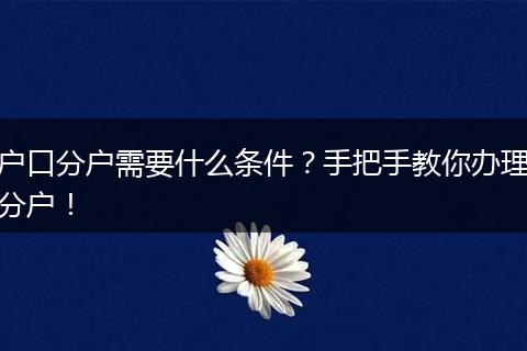 户口分户需要什么条件?手把手教你办理分户!