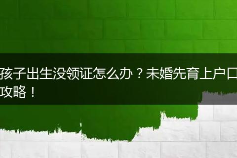 孩子出生没领证怎么办?未婚先育上户口攻略!