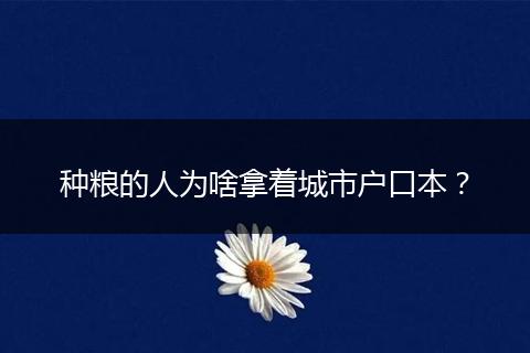 种粮的人为啥拿着城市户口本?