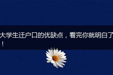 大学生迁户口的优缺点,看完你就明白了!