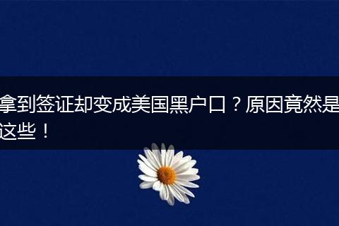 拿到签证却变成美国黑户口？原因竟然是这些！