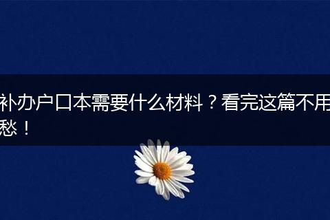 补办户口本需要什么材料?看完这篇不用愁!