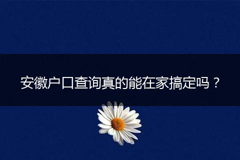 安徽户口查询真的能在家搞定吗?