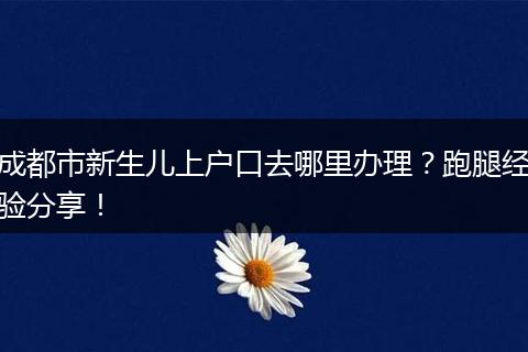 成都市新生儿上户口去哪里办理?跑腿经验分享!