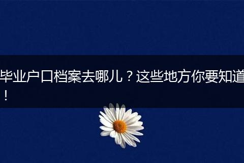 毕业户口档案去哪儿?这些地方你要知道!