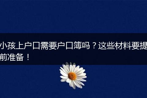 小孩上户口需要户口簿吗?这些材料要提前准备!
