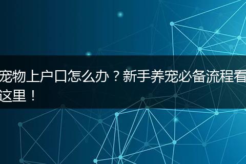 宠物上户口怎么办?新手养宠必备流程看这里!