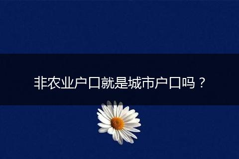 非农业户口就是城市户口吗?