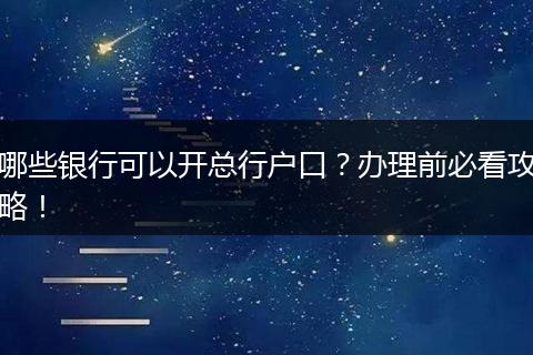 哪些银行可以开总行户口？办理前必看攻略！