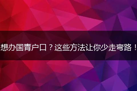 想办国青户口?这些方法让你少走弯路!
