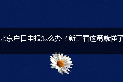北京户口申报怎么办?新手看这篇就懂了!
