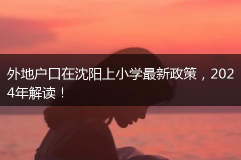 外地户口在沈阳上小学最新政策,2024年解读!