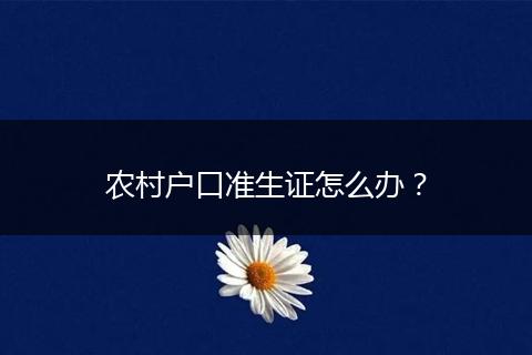 农村户口准生证怎么办？