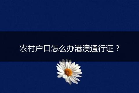 农村户口怎么办港澳通行证？