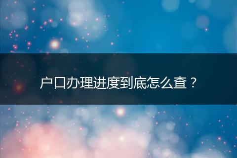 户口办理进度到底怎么查？