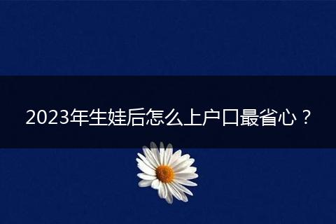 2023年生娃后怎么上户口最省心？