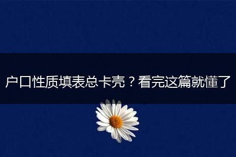 户口性质填表总卡壳?看完这篇就懂了