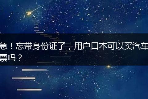 急!忘带身份证了,用户口本可以买汽车票吗?