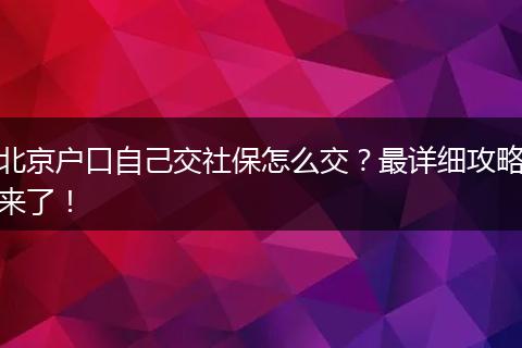 北京户口自己交社保怎么交?最详细攻略来了!