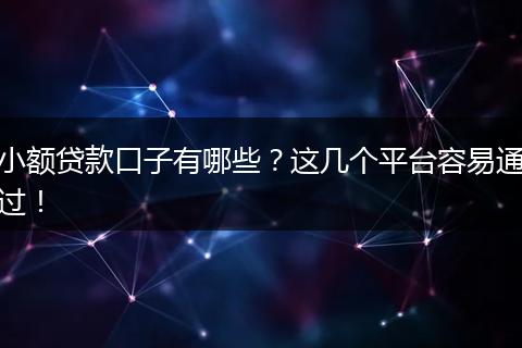 小额贷款口子有哪些？这几个平台容易通过！