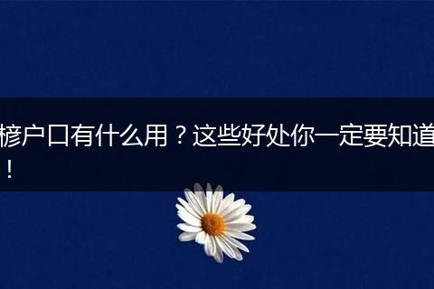 楌户口有什么用？这些好处你一定要知道！