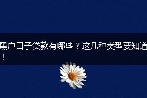 黑户口子贷款有哪些?这几种类型要知道!