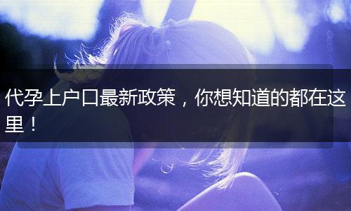 代孕上户口最新政策,你想知道的都在这里!