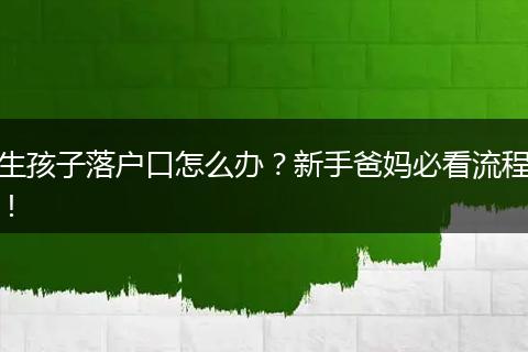 生孩子落户口怎么办？新手爸妈必看流程！