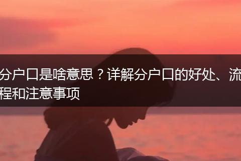 分户口是啥意思？详解分户口的好处、流程和注意事项